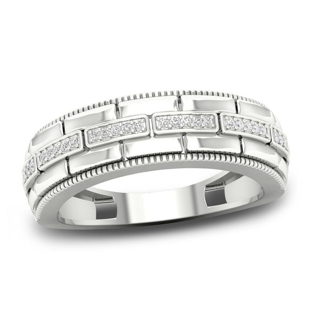 Men's Diamond Ring 1/15 ct tw Round 10K White Gold FuDH2fYg