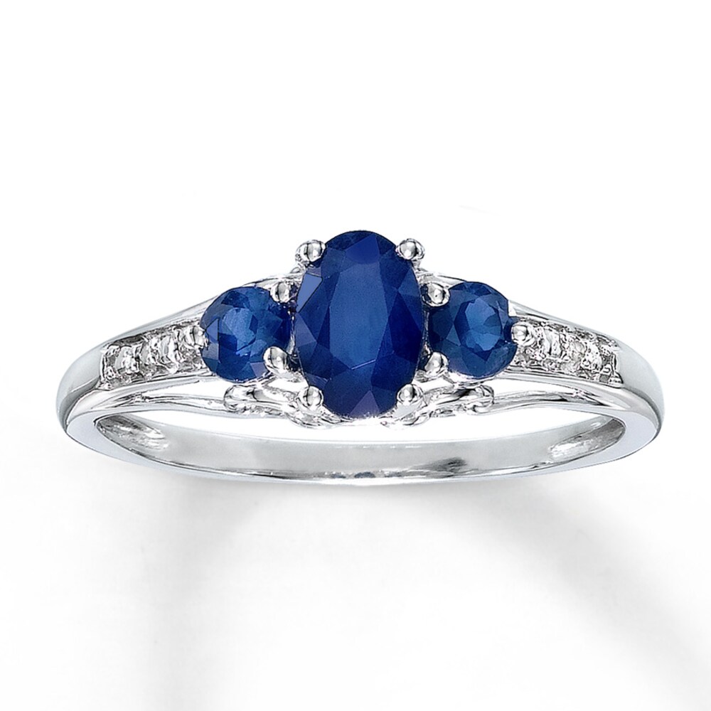 Natural Sapphire Ring with Diamonds 10K White Gold G0oekLMG Natural Sapphire Ring with Diamonds 10K White Gold G0oekLMG