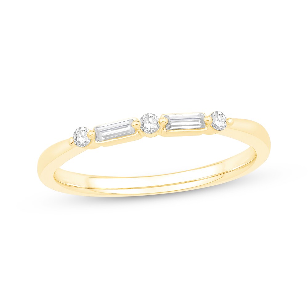 Diamond Anniversary Ring 1/5 ct tw Round/Baguette 14K Yellow Gold G17IzGyx Diamond Anniversary Ring 1/5 ct tw Round/Baguette 14K Yellow Gold G17IzGyx