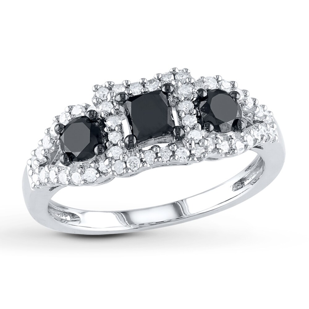 Black/White Diamond Ring 1 Carat tw 10K White Gold G5E3Z9R4 Black/White Diamond Ring 1 Carat tw 10K White Gold G5E3Z9R4