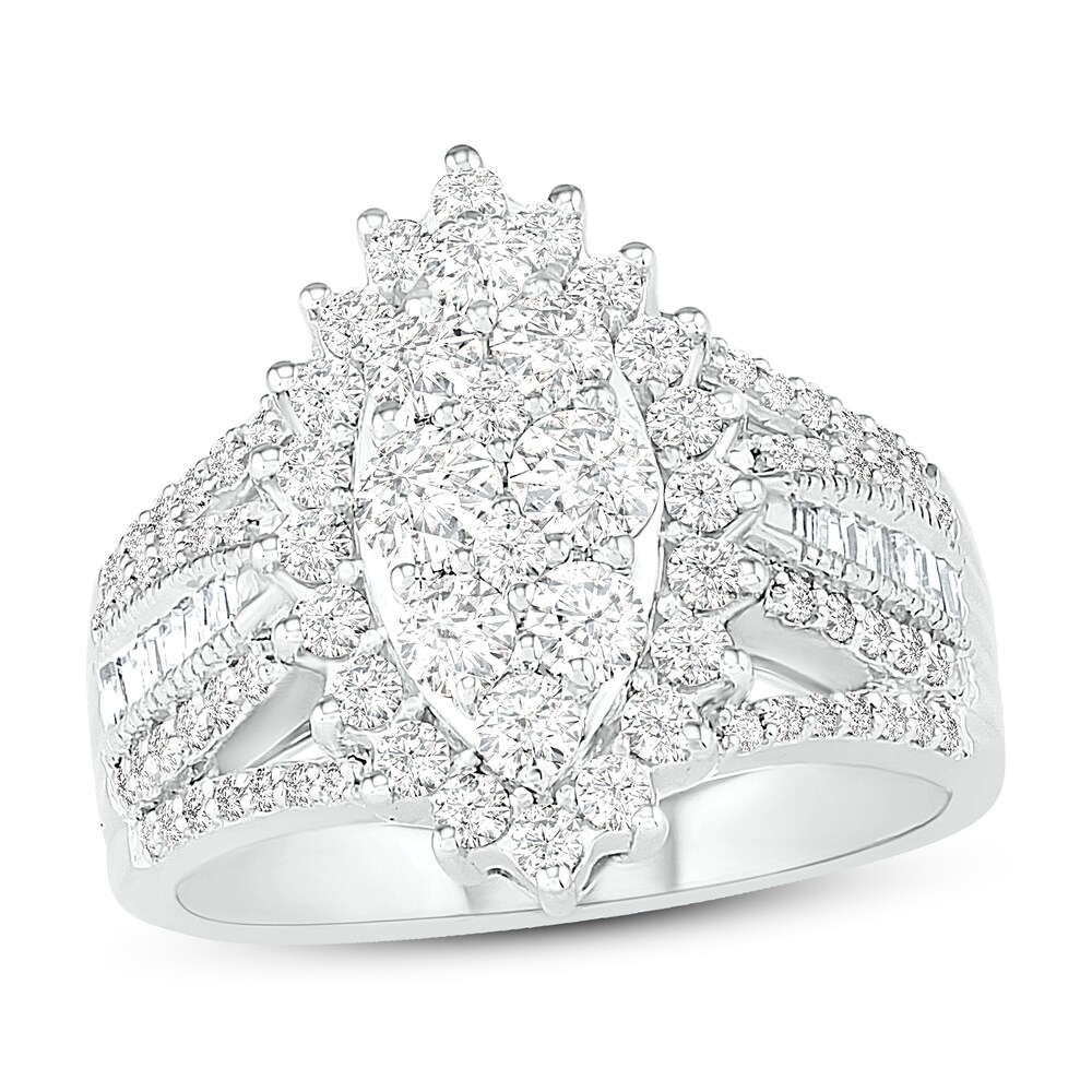 Diamond Ring 1-1/2 ct tw Round/Baguette 14K White Gold G6trafb1 Diamond Ring 1-1/2 ct tw Round/Baguette 14K White Gold G6trafb1