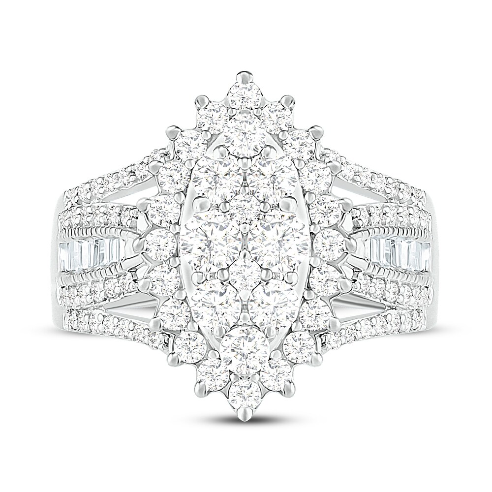 Diamond Ring 1-1/2 ct tw Round/Baguette 14K White Gold G6trafb1 Diamond Ring 1-1/2 ct tw Round/Baguette 14K White Gold G6trafb1