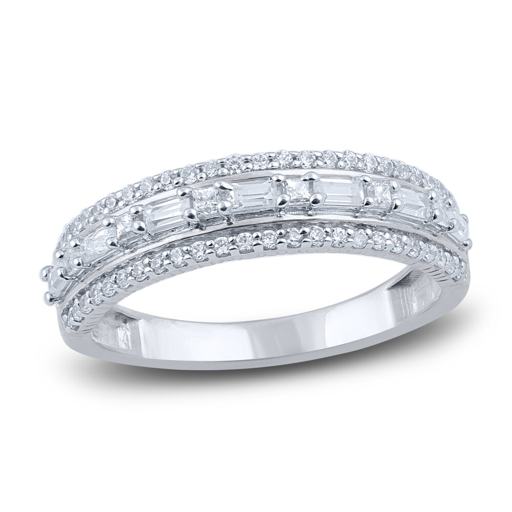 Diamond Multi-Row Anniversary Band 1/2 ct tw Round/Baguette 14K White Gold GEnY9uk3 Diamond Multi-Row Anniversary Band 1/2 ct tw Round/Baguette 14K White Gold GEnY9uk3