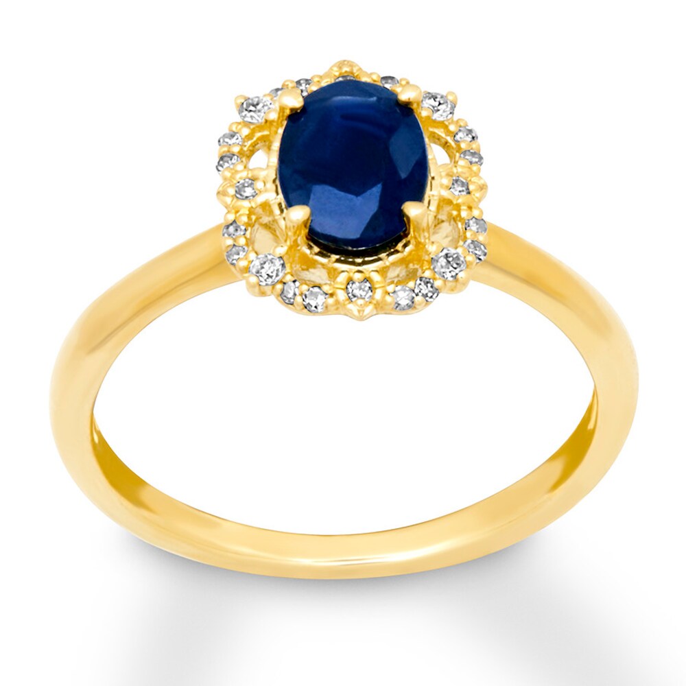 Natural Sapphire Ring 1/10 ct tw Diamonds 10K Yellow Gold GFjfUNP9 Natural Sapphire Ring 1/10 ct tw Diamonds 10K Yellow Gold GFjfUNP9