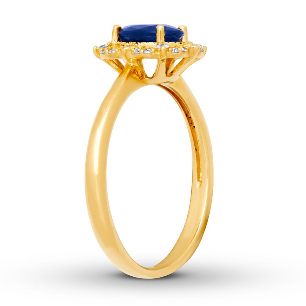 Natural Sapphire Ring 1/10 ct tw Diamonds 10K Yellow Gold GFjfUNP9 Natural Sapphire Ring 1/10 ct tw Diamonds 10K Yellow Gold GFjfUNP9
