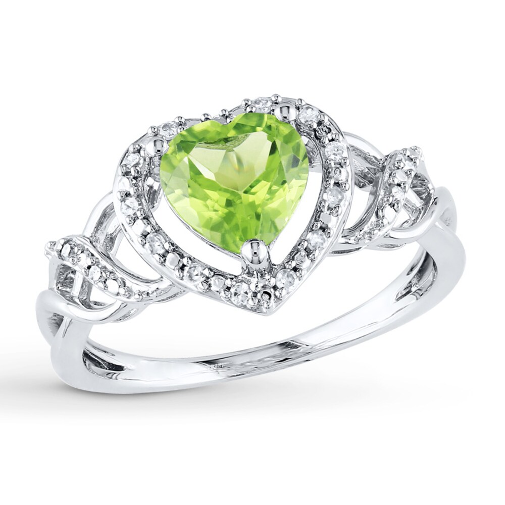 Peridot Heart Ring 1/10 ct tw Diamonds Sterling Silver GGxEZsip Peridot Heart Ring 1/10 ct tw Diamonds Sterling Silver GGxEZsip