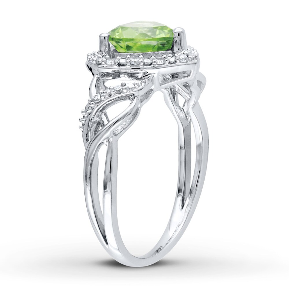 Peridot Heart Ring 1/10 ct tw Diamonds Sterling Silver GGxEZsip Peridot Heart Ring 1/10 ct tw Diamonds Sterling Silver GGxEZsip