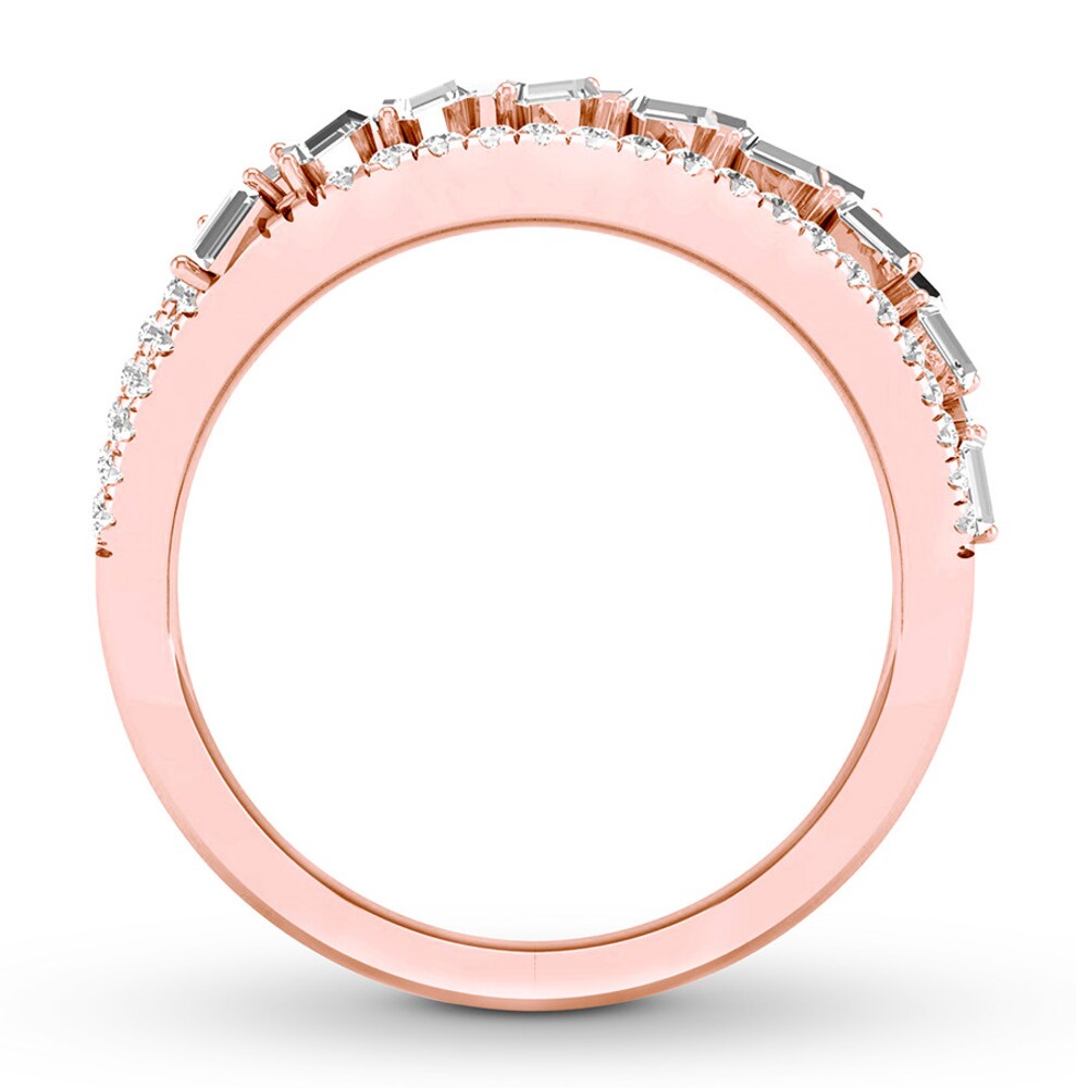 Diamond Ring 5/8 carat tw Baguette/Round 14K Rose Gold GIerMLfw Diamond Ring 5/8 carat tw Baguette/Round 14K Rose Gold GIerMLfw