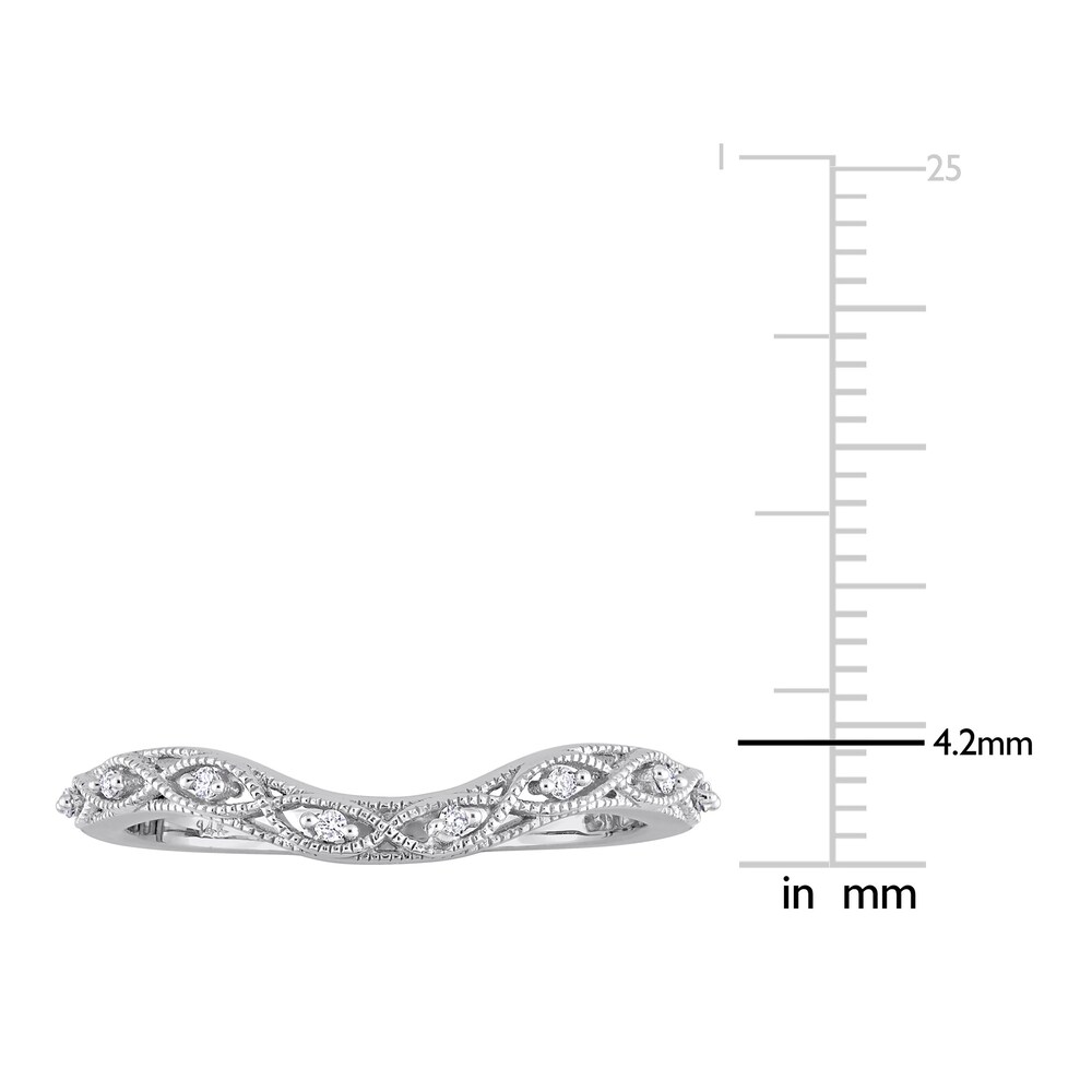Milgrain Contour Wedding Band Diamond Accents 14K White Gold GKnxnG3R