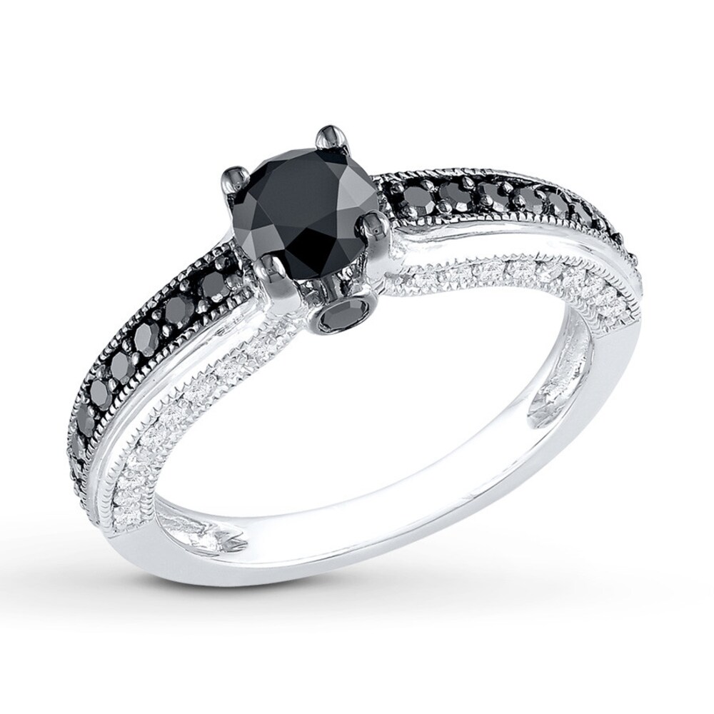 Black Diamond Ring 1-1/4 cts tw Round-cut 10K White Gold GRn9XbW3 Black Diamond Ring 1-1/4 cts tw Round-cut 10K White Gold GRn9XbW3