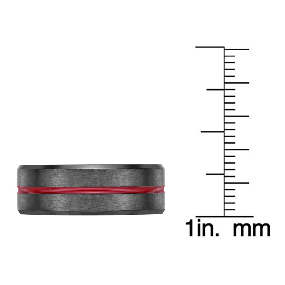 Men\'s Wedding Band Black Zirconium/Red Ion-Plating 8.0mm Glu5ZN3B Men\'s Wedding Band Black Zirconium/Red Ion-Plating 8.0mm Glu5ZN3B