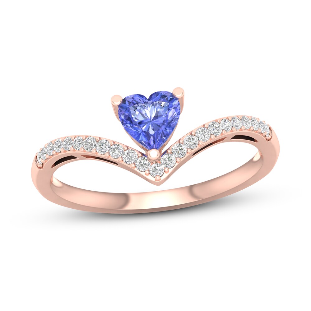 Natural Tanzanite Ring 1/10 ct tw Diamonds 10K Rose Gold GnQA17tR Natural Tanzanite Ring 1/10 ct tw Diamonds 10K Rose Gold GnQA17tR