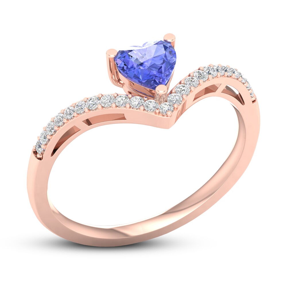 Natural Tanzanite Ring 1/10 ct tw Diamonds 10K Rose Gold GnQA17tR Natural Tanzanite Ring 1/10 ct tw Diamonds 10K Rose Gold GnQA17tR