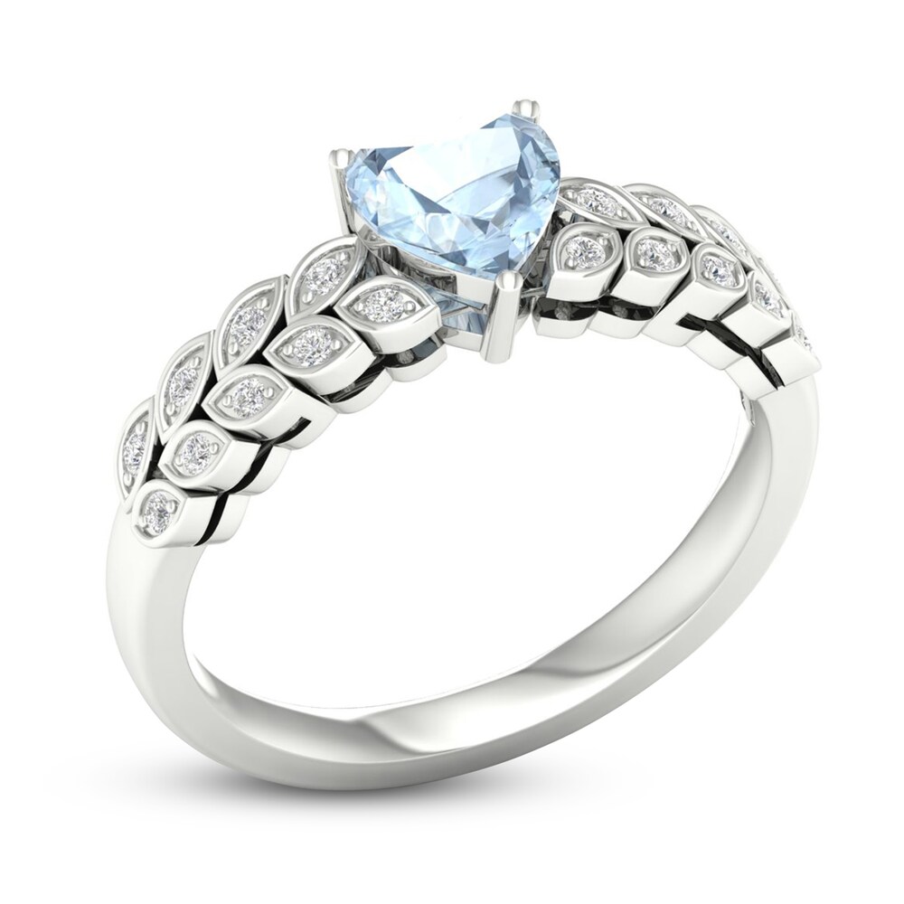 Natural Aquamarine & Lab-Created White Sapphire Heart Ring Silver GqYrKnj2 Natural Aquamarine & Lab-Created White Sapphire Heart Ring Silver GqYrKnj2