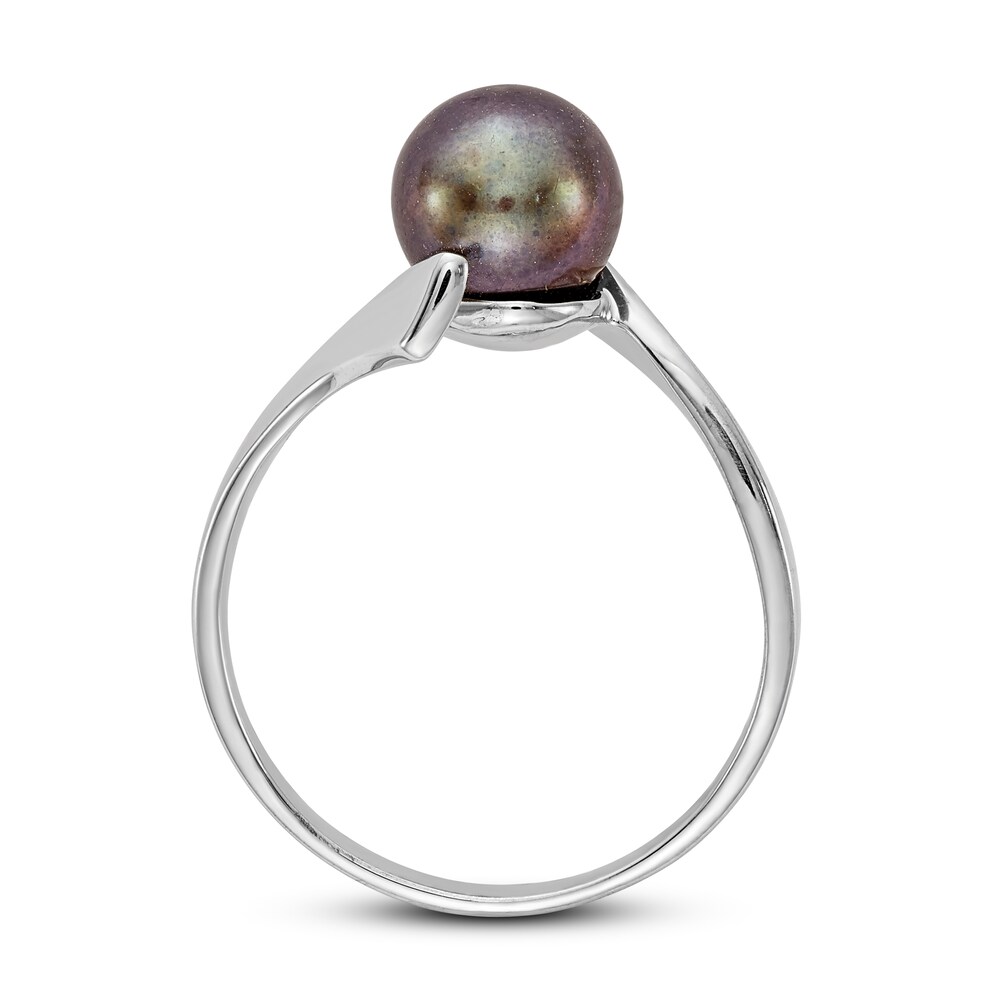 Black Cultured Freshwater Pearl Ring 14K White Gold GwopsHLN Black Cultured Freshwater Pearl Ring 14K White Gold GwopsHLN