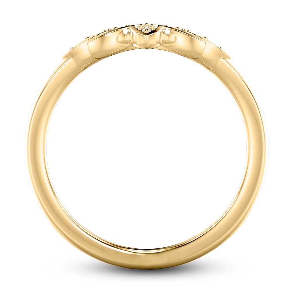 Diamond Floral Wedding Band 1/10 ct tw Round 14K Yellow Gold Gzzv2KMW Diamond Floral Wedding Band 1/10 ct tw Round 14K Yellow Gold Gzzv2KMW