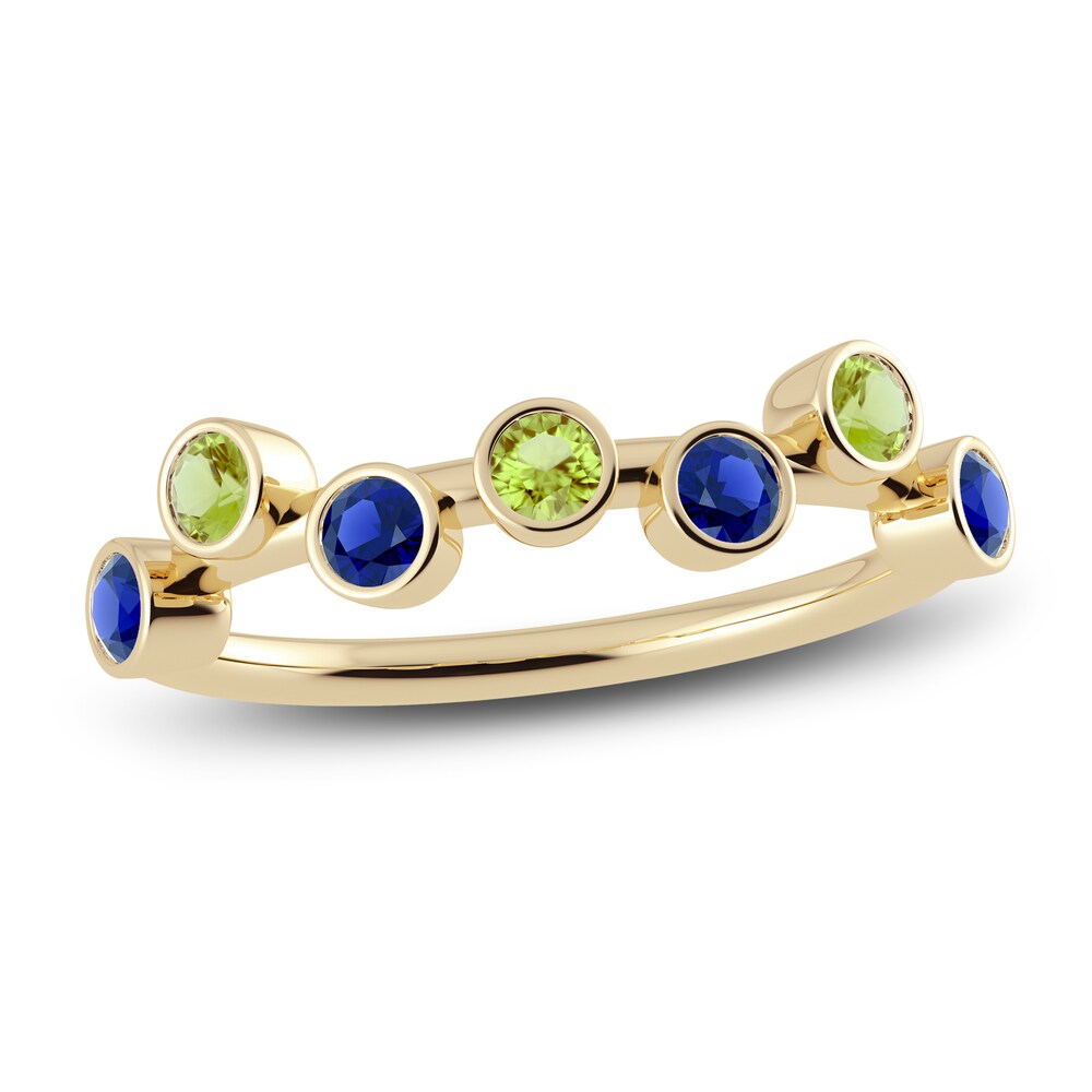 Juliette Maison Natural Peridot & Natural Blue Sapphire Ring 10K Yellow Gold H7khHGte Juliette Maison Natural Peridot & Natural Blue Sapphire Ring 10K Yellow Gold H7khHGte