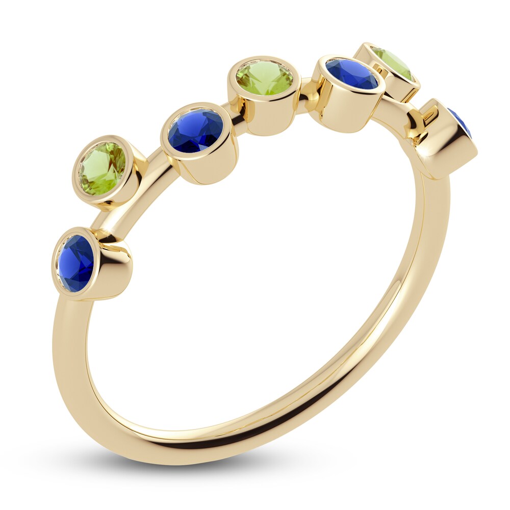 Juliette Maison Natural Peridot & Natural Blue Sapphire Ring 10K Yellow Gold H7khHGte