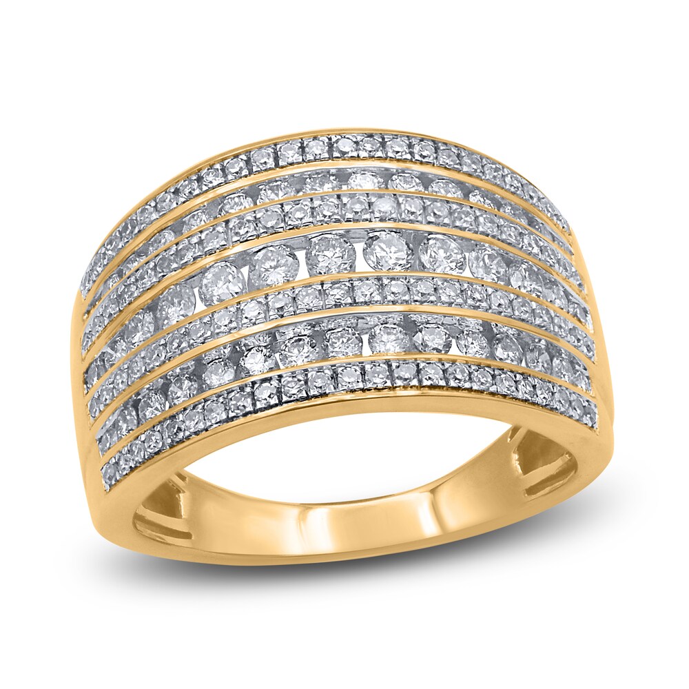 Diamond Multi-Row Anniversary Band 1 ct tw Round 14K Yellow Gold HEyzQrCd