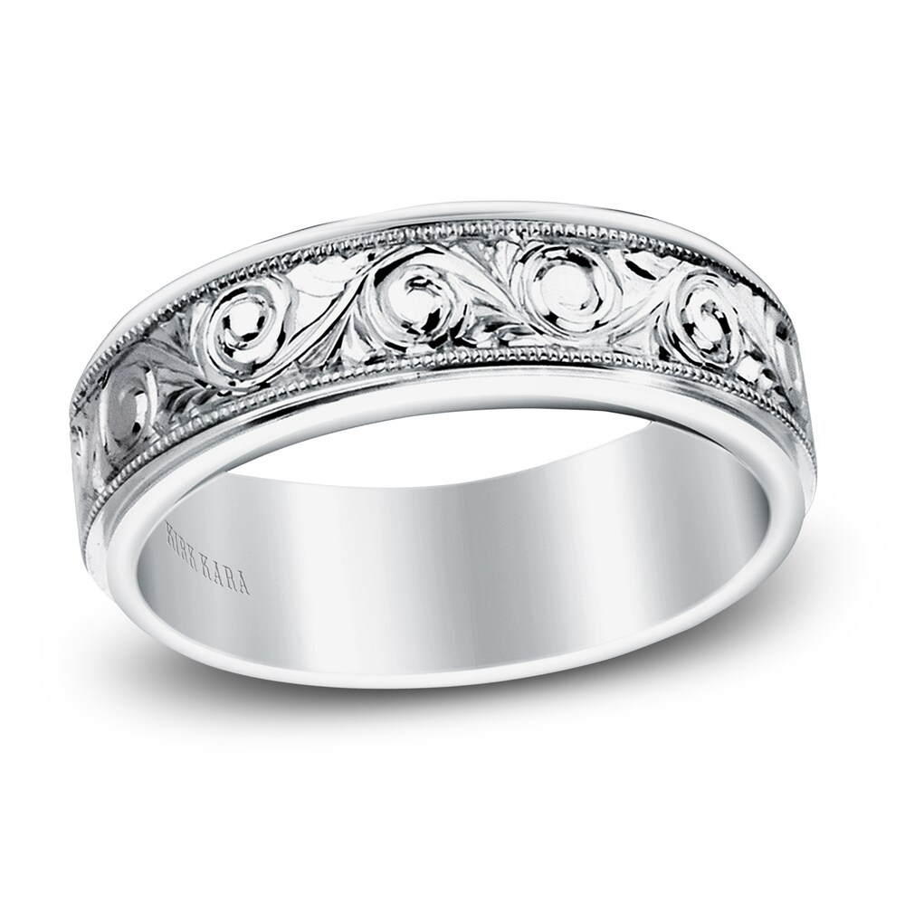 Kirk Kara Men's Engraved Wedding Band 18K White Gold HKGZIvvW Kirk Kara Men's Engraved Wedding Band 18K White Gold HKGZIvvW
