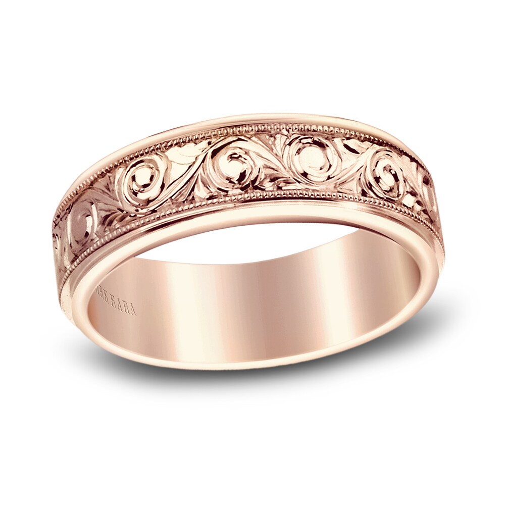 Kirk Kara Men\'s Engraved Wedding Band 14K Rose Gold HOQEmVkR