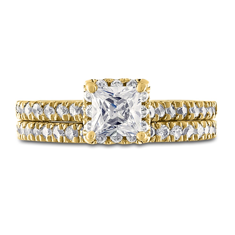 Diamond Bridal Set 1-5/8 ct tw Princess/Round 14K Yellow Gold HUWwvg0u