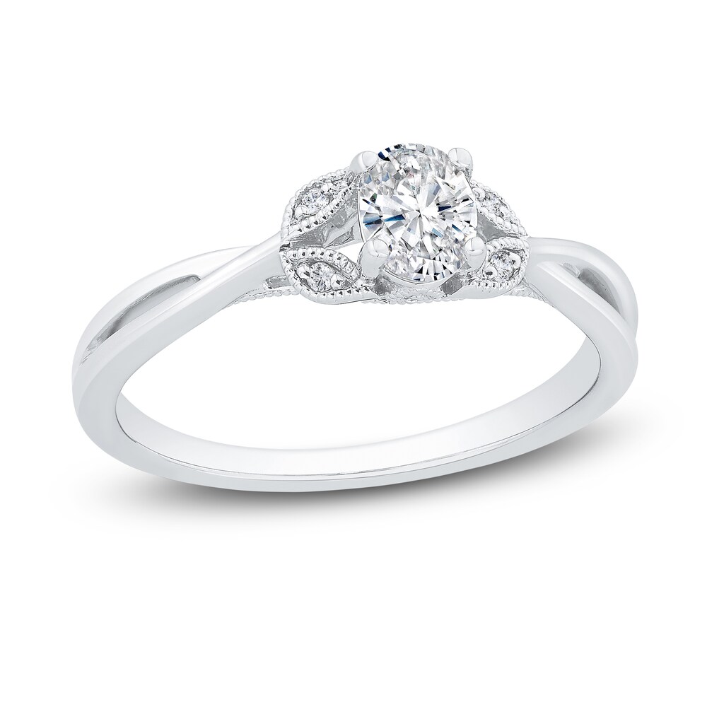 Diamond Engagement Ring 3/8 ct tw Oval/Round 14K White Gold HdOtR0XS Diamond Engagement Ring 3/8 ct tw Oval/Round 14K White Gold HdOtR0XS