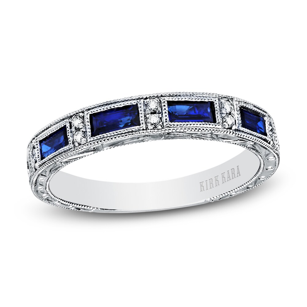 Kirk Kara Natural Blue Sapphire Anniversary Band 1/20 ct tw Diamonds 18K White Gold HdrwRGF4 Kirk Kara Natural Blue Sapphire Anniversary Band 1/20 ct tw Diamonds 18K White Gold HdrwRGF4