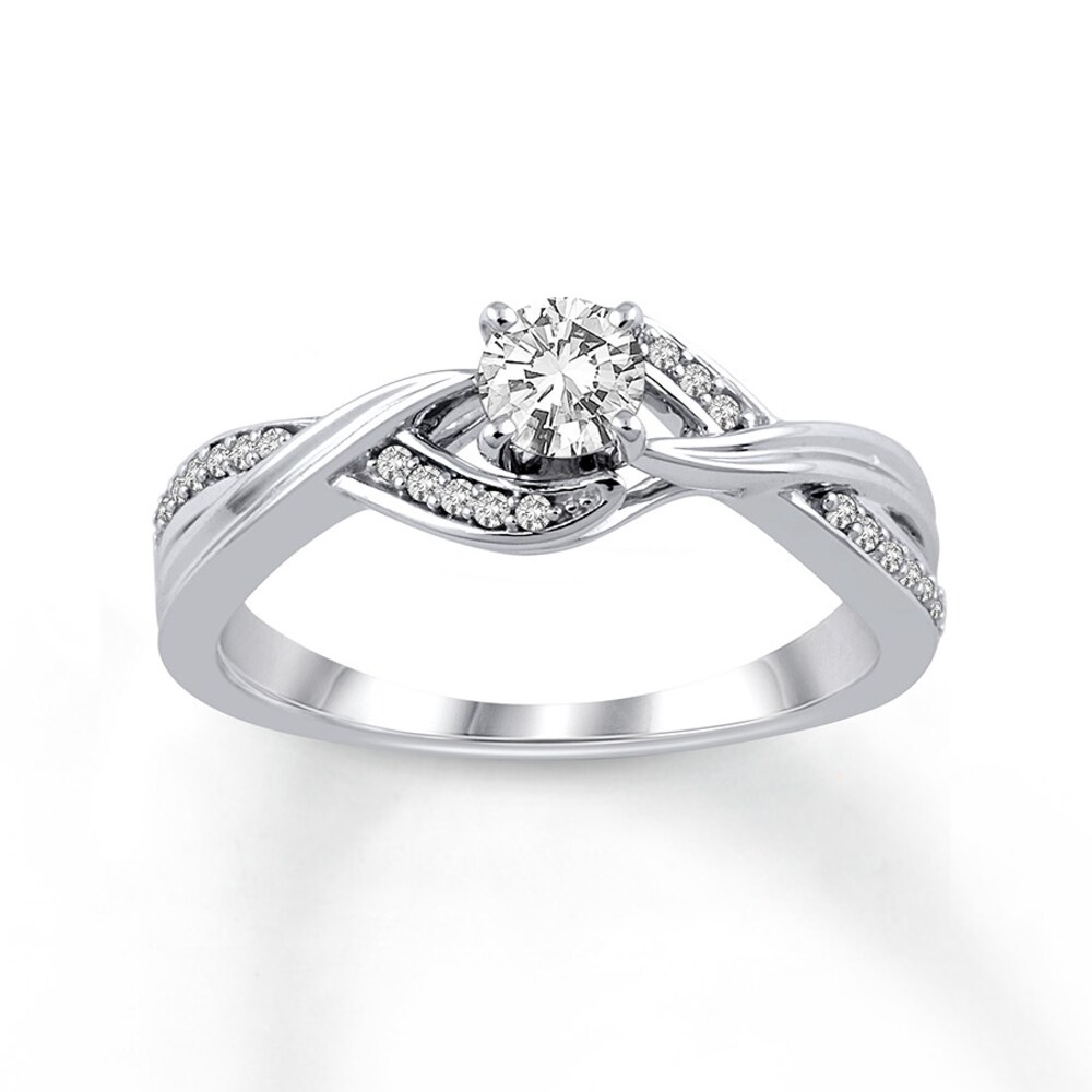 Diamond Promise Ring 1/3 ct tw Round 10K White Gold HnXNmlQA Diamond Promise Ring 1/3 ct tw Round 10K White Gold HnXNmlQA