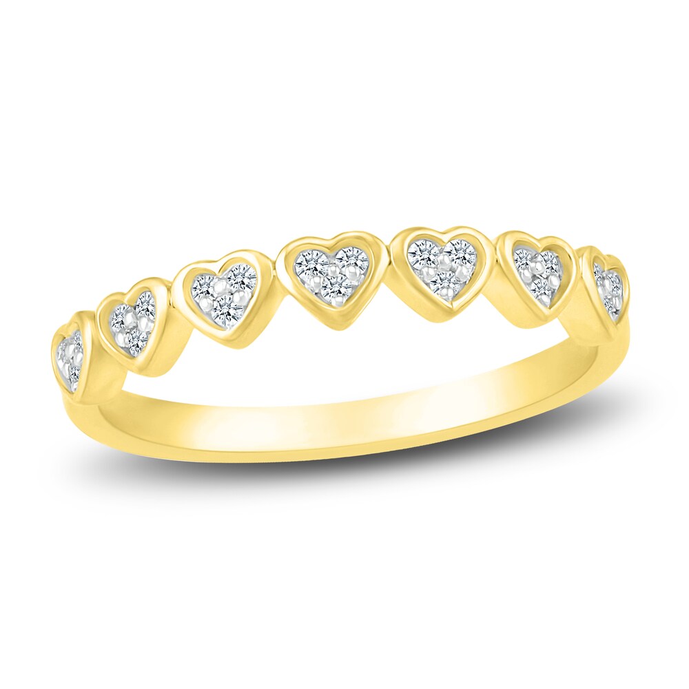 Diamond Heart Stackable Ring 1/8 ct tw Round 10K Yellow Gold HnZTJCz8 Diamond Heart Stackable Ring 1/8 ct tw Round 10K Yellow Gold HnZTJCz8