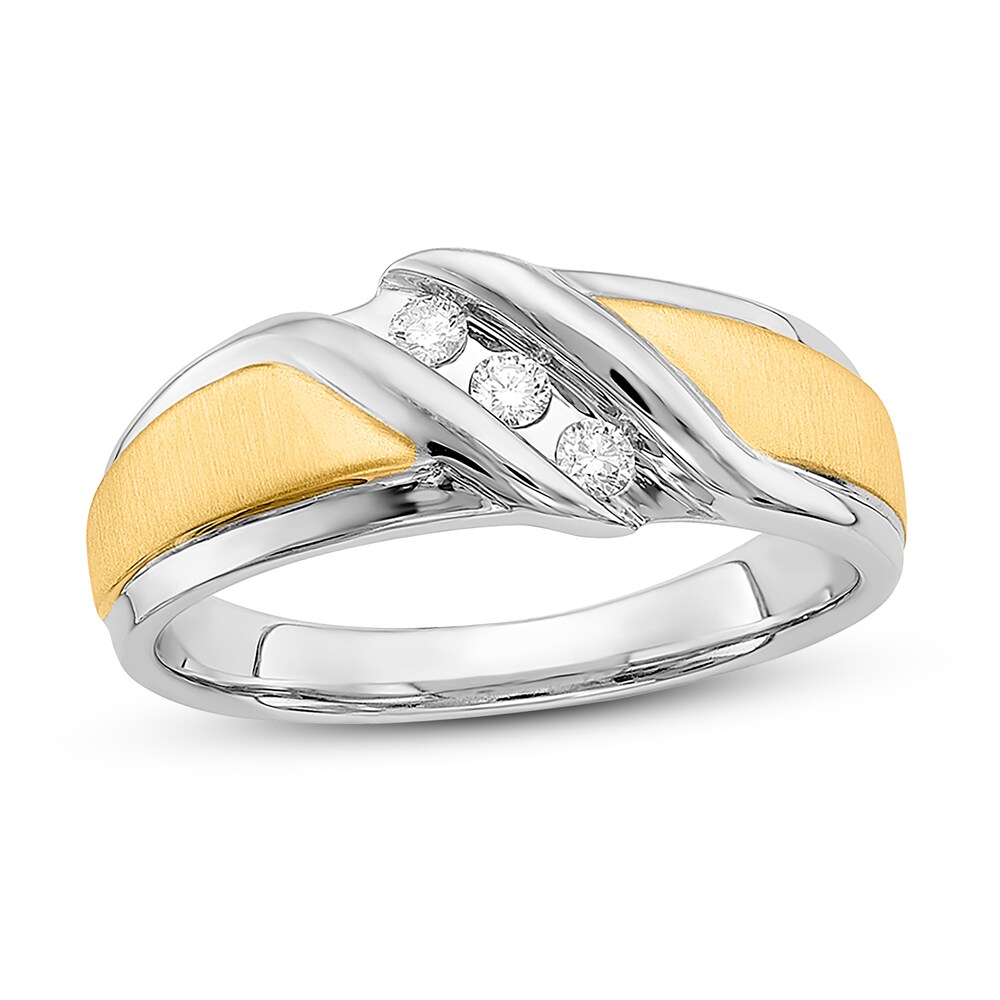 Men's 3-Stone Diamond Wedding Band 1/6 ct tw Round 10K Two-Tone Gold Hoqca59o Men's 3-Stone Diamond Wedding Band 1/6 ct tw Round 10K Two-Tone Gold Hoqca59o
