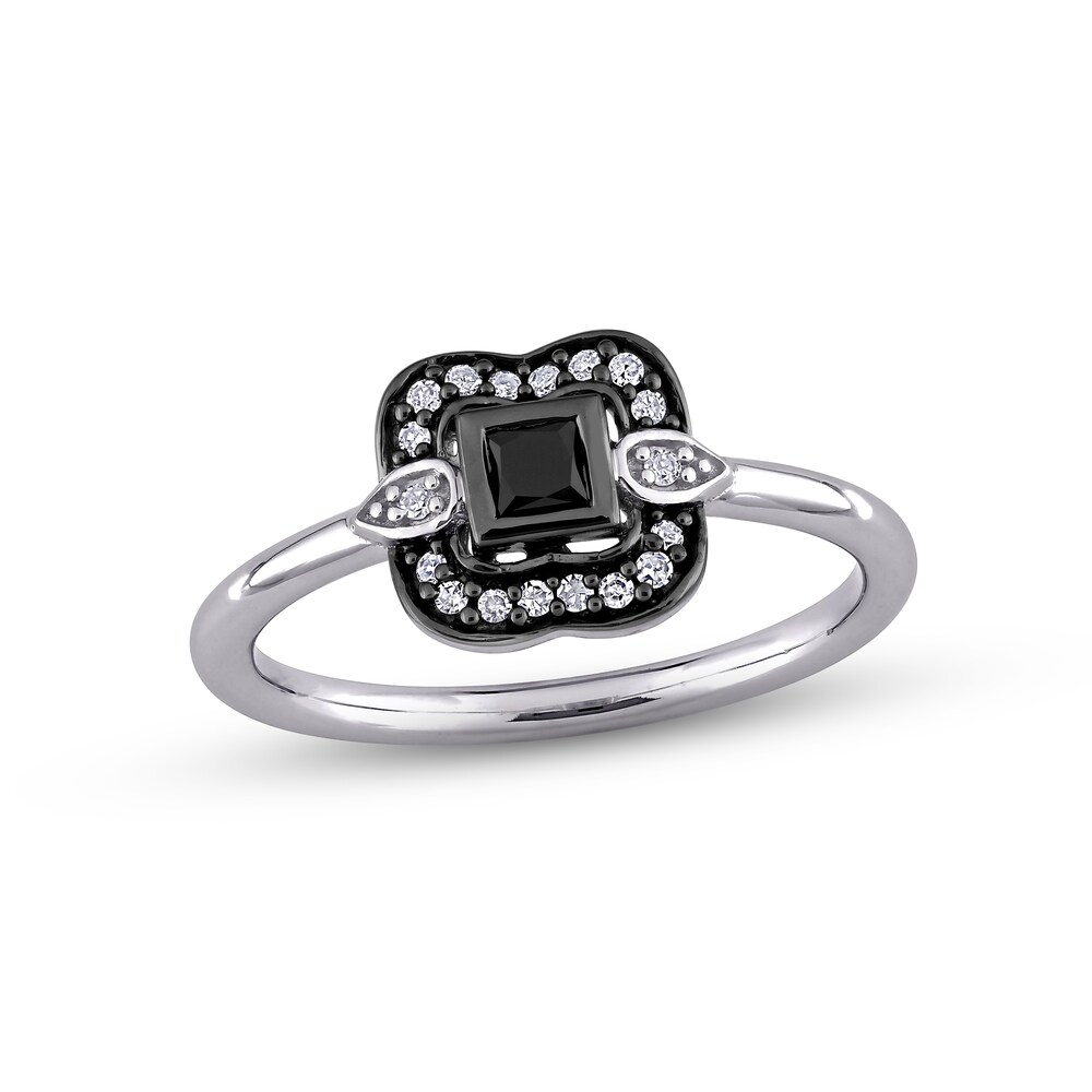 Black & White Diamond Ring 1/4 ct tw Princess/Round 10K White Gold HpUAxnk2 Black & White Diamond Ring 1/4 ct tw Princess/Round 10K White Gold HpUAxnk2