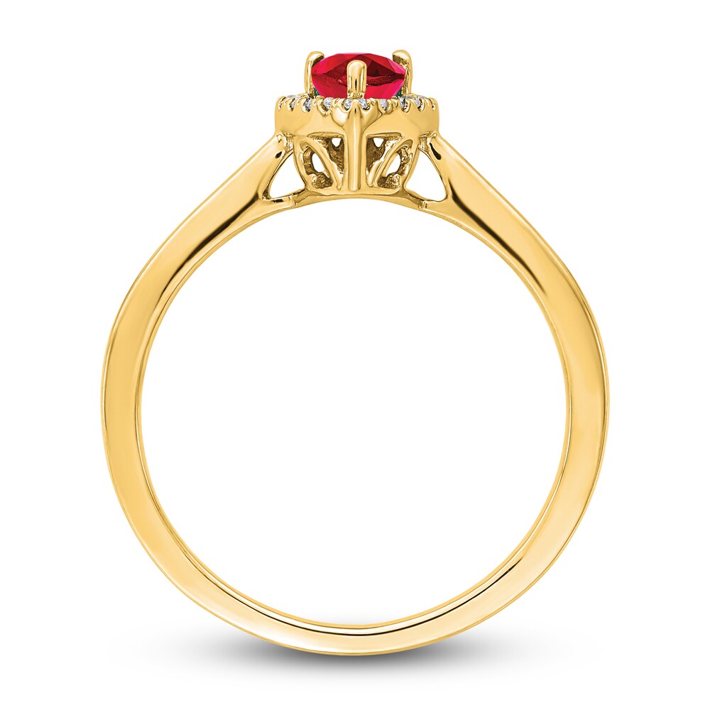 Natural Ruby Halo Ring 1/10 ct tw Diamonds 14K Yellow Gold HwPogwAS Natural Ruby Halo Ring 1/10 ct tw Diamonds 14K Yellow Gold HwPogwAS