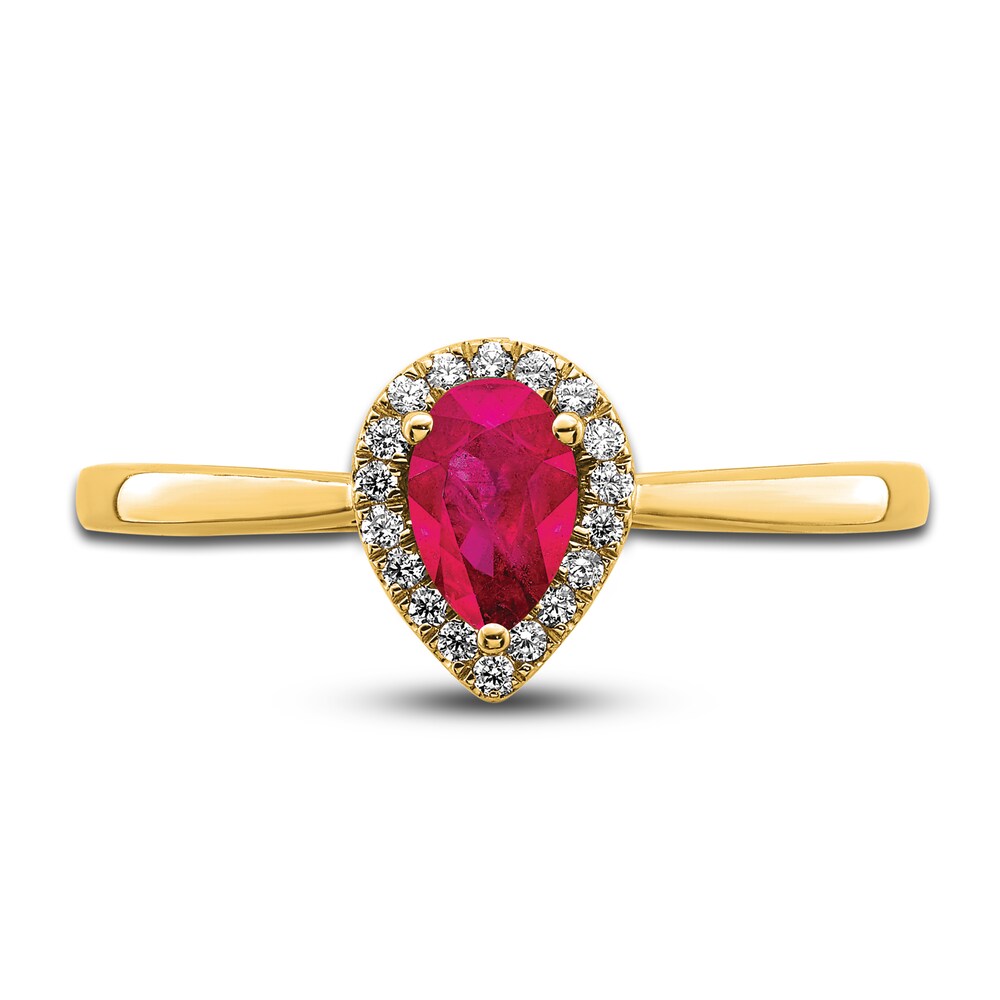 Natural Ruby Halo Ring 1/10 ct tw Diamonds 14K Yellow Gold HwPogwAS Natural Ruby Halo Ring 1/10 ct tw Diamonds 14K Yellow Gold HwPogwAS