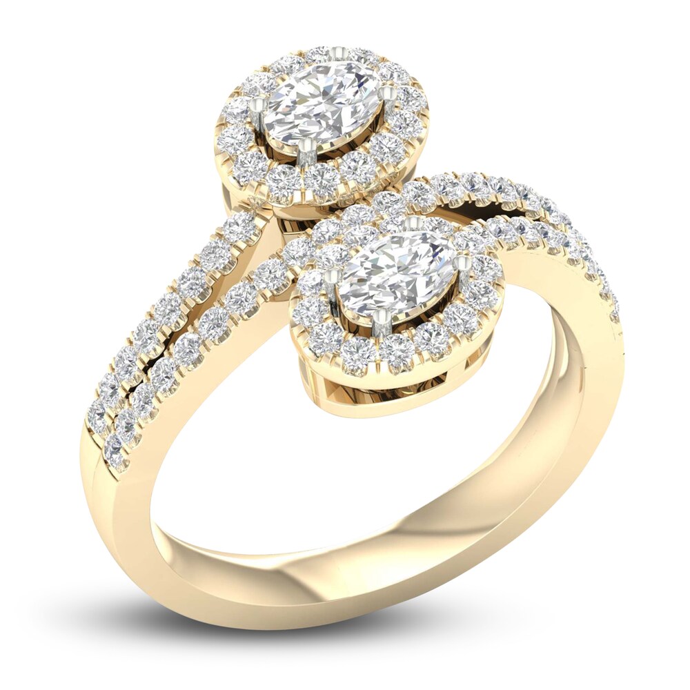 Lab-Created Diamond Ring 1 ct tw Oval/Round 14K Yellow Gold I2Zy0mx6 Lab-Created Diamond Ring 1 ct tw Oval/Round 14K Yellow Gold I2Zy0mx6