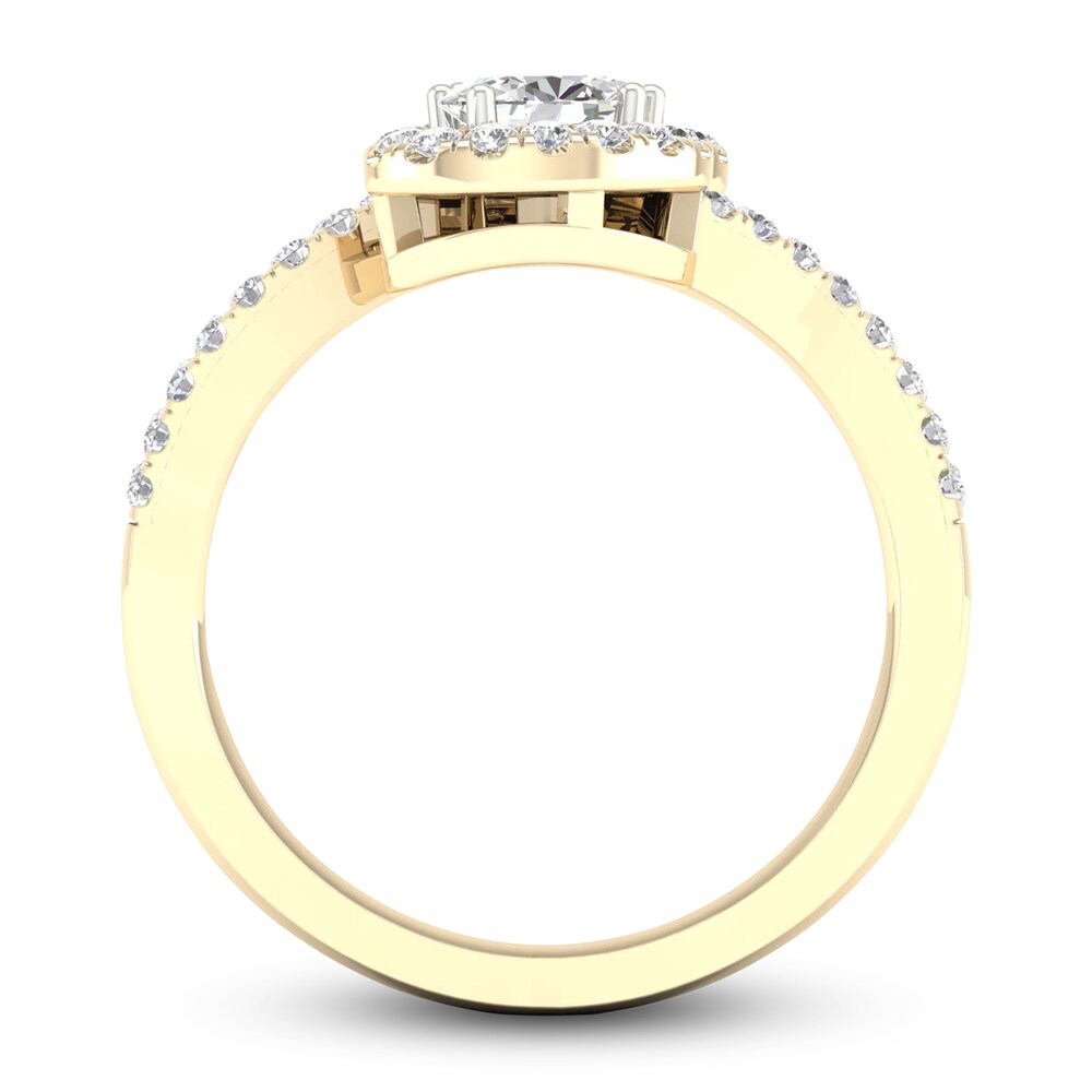 Lab-Created Diamond Ring 1 ct tw Oval/Round 14K Yellow Gold I2Zy0mx6 Lab-Created Diamond Ring 1 ct tw Oval/Round 14K Yellow Gold I2Zy0mx6