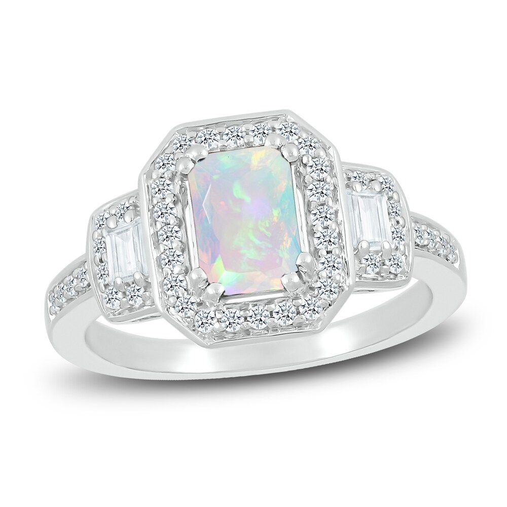 Lab-Created Sapphire & Natural Opal Ring Sterling Silver I59Cl2Sk Lab-Created Sapphire & Natural Opal Ring Sterling Silver I59Cl2Sk