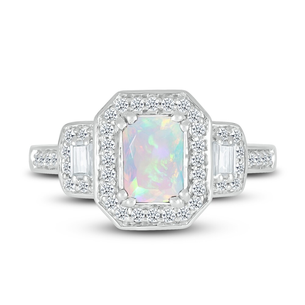 Lab-Created Sapphire & Natural Opal Ring Sterling Silver I59Cl2Sk Lab-Created Sapphire & Natural Opal Ring Sterling Silver I59Cl2Sk