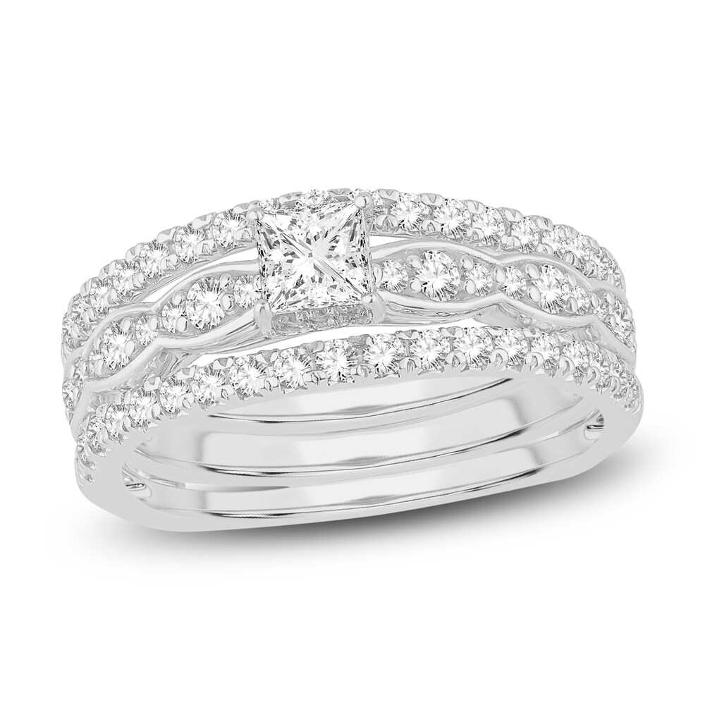 Diamond Bridal Set 1 ct tw Princess/Round 14K White Gold ID5Jj9z2 Diamond Bridal Set 1 ct tw Princess/Round 14K White Gold ID5Jj9z2