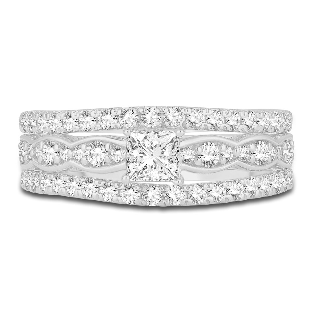 Diamond Bridal Set 1 ct tw Princess/Round 14K White Gold ID5Jj9z2 Diamond Bridal Set 1 ct tw Princess/Round 14K White Gold ID5Jj9z2