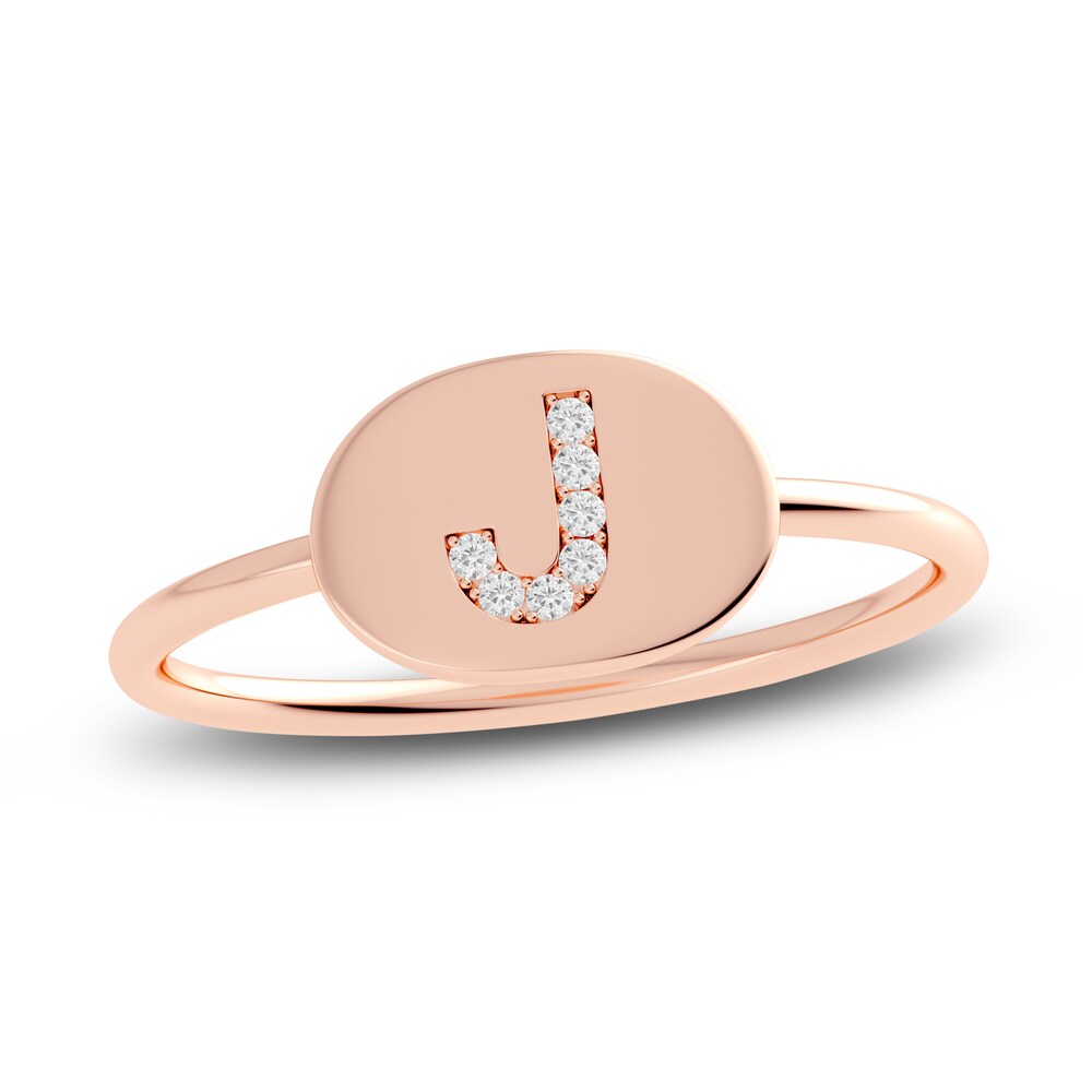 Juliette Maison Diamond Initial Oval Signet Ring 1/15 ct tw Round 10K Rose Gold IPTQxCw7 Juliette Maison Diamond Initial Oval Signet Ring 1/15 ct tw Round 10K Rose Gold IPTQxCw7