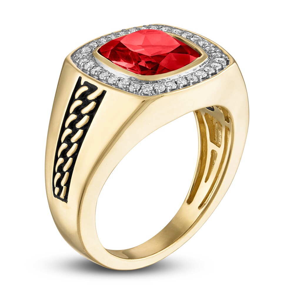 1933 by Esquire Men\'s Natural Garnet Ring 1/4 ct tw Diamonds 10K Yellow Gold IZwm1cvi