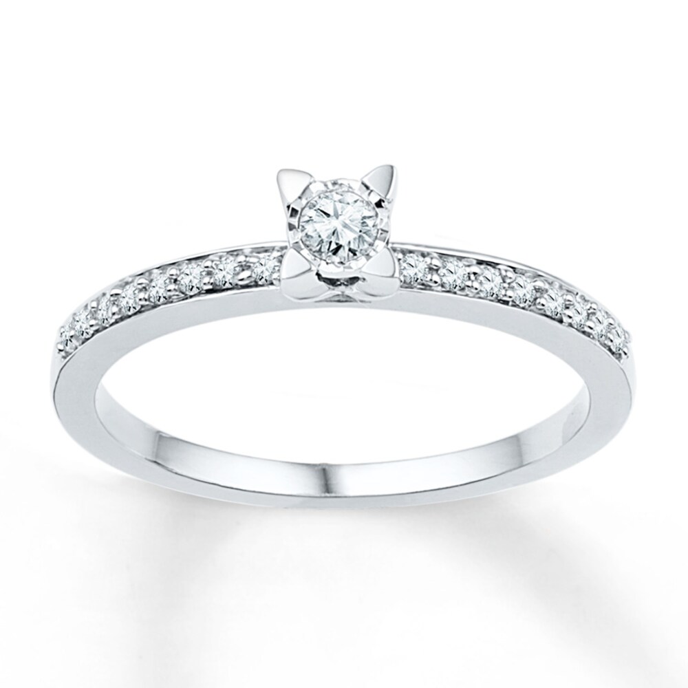 Diamond Promise Ring 1/6 ct tw Round-cut 10K White Gold IxbeOKMl Diamond Promise Ring 1/6 ct tw Round-cut 10K White Gold IxbeOKMl