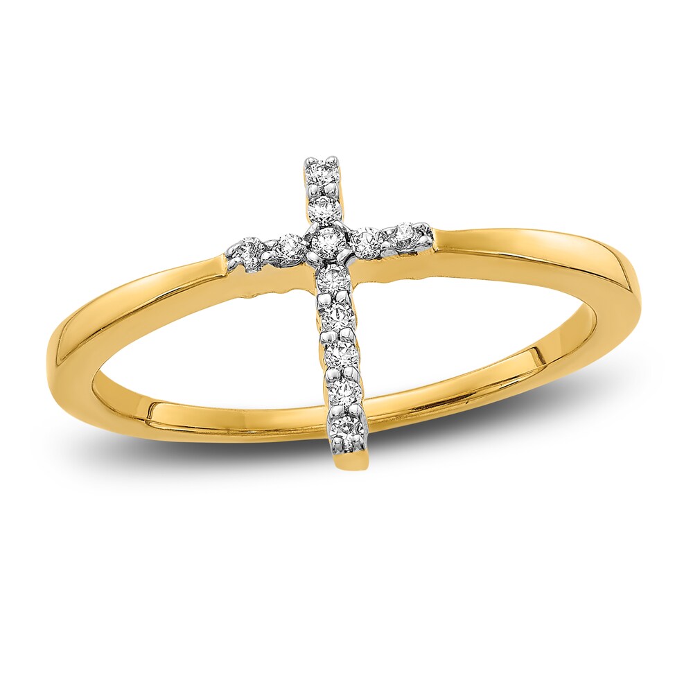 Diamond Cross Ring 1/15 ct tw Round 14K Yellow Gold Iys8yoML Diamond Cross Ring 1/15 ct tw Round 14K Yellow Gold Iys8yoML