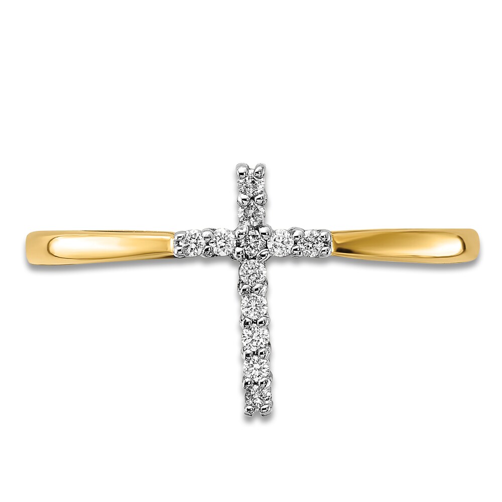 Diamond Cross Ring 1/15 ct tw Round 14K Yellow Gold Iys8yoML Diamond Cross Ring 1/15 ct tw Round 14K Yellow Gold Iys8yoML