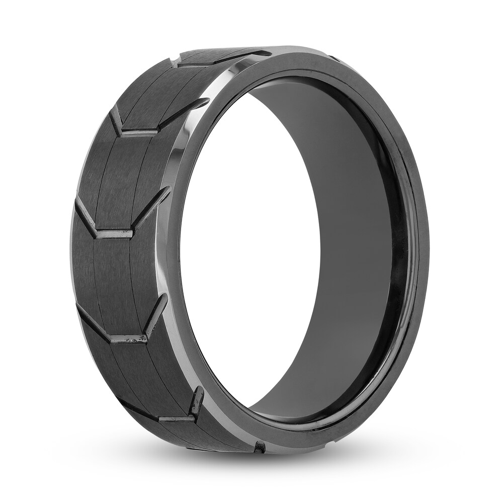 Tire Tread Wedding Band Grey Tungsten 8mm J6iUYF5h
