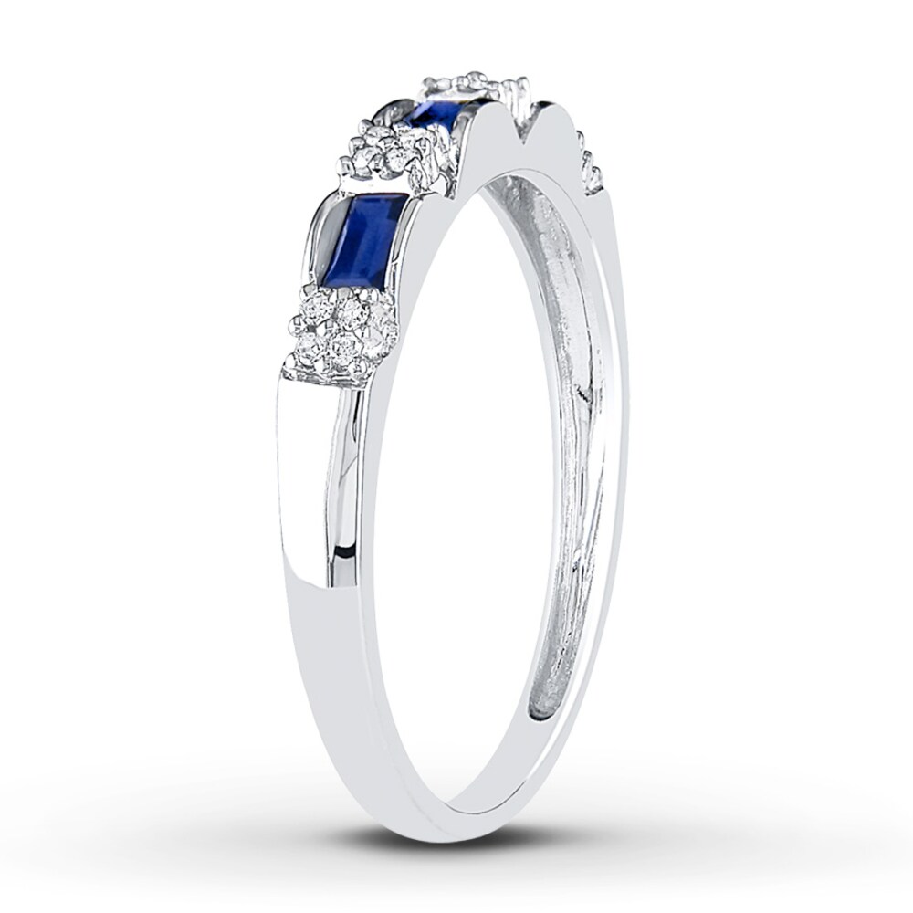 Natural Sapphire Ring 1/15 ct tw Diamonds 10K White Gold 3.5mm JBzCaGEi Natural Sapphire Ring 1/15 ct tw Diamonds 10K White Gold 3.5mm JBzCaGEi