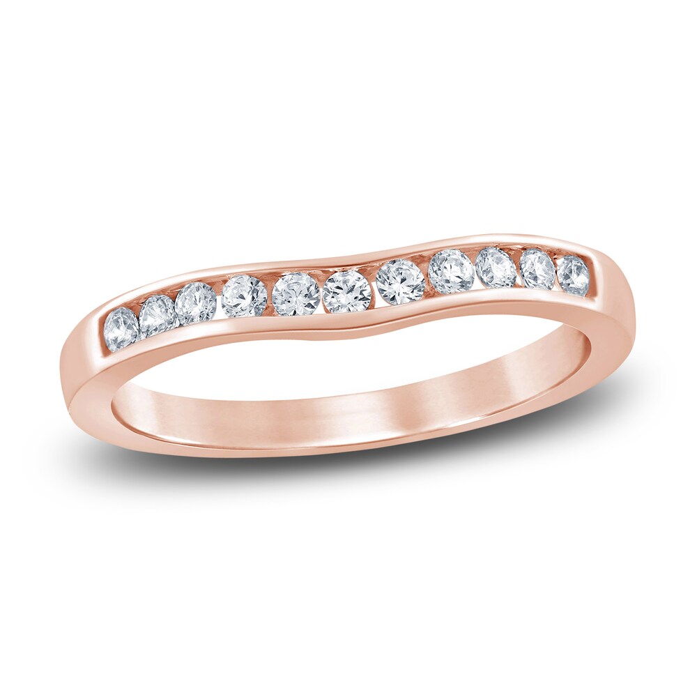 Diamond Contour Wedding Band 1/4 ct tw Round 14K Rose Gold JDwcGa8o