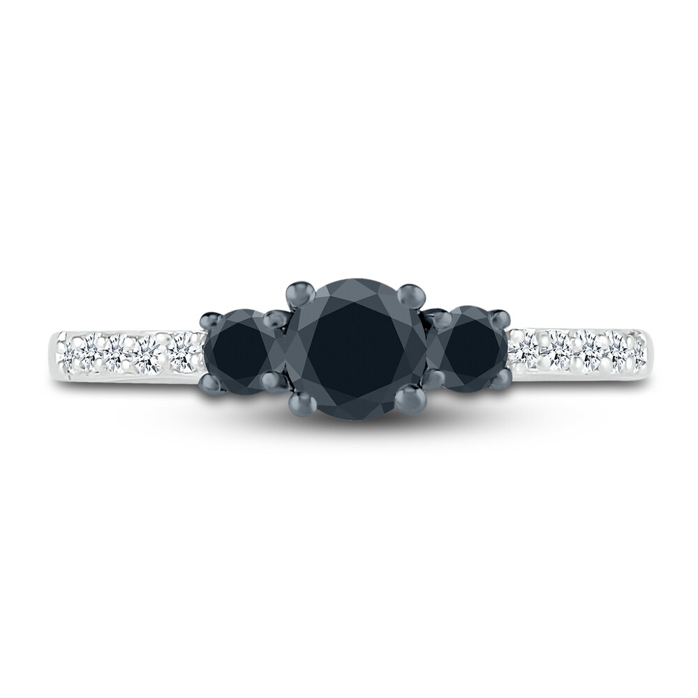 Black Diamond 3-Stone Ring 1/2 ct tw Round 10K White Gold JKd46Rot Black Diamond 3-Stone Ring 1/2 ct tw Round 10K White Gold JKd46Rot