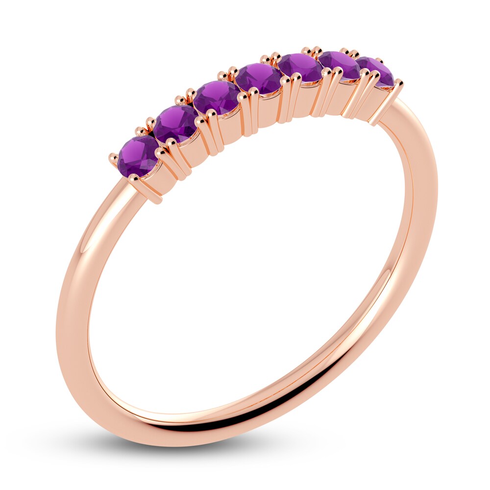 Juliette Maison Natural Amethyst Half Eternity Ring 10K Rose Gold JM0yNxHm